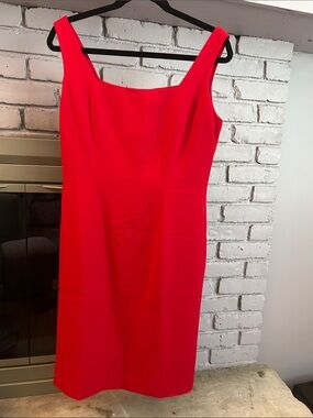Ralph Lauren Bold Red Square-Neck Midi Dress